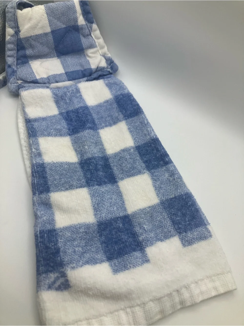 Vintage Goose Kitchen Towels White Goose Motif Knit top, checkered print